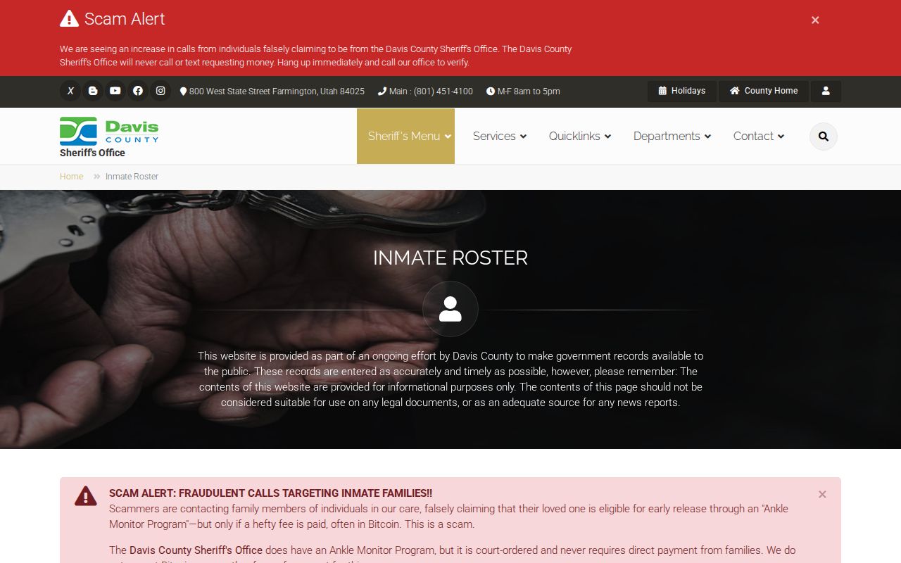 Davis County people search current inmate roster
