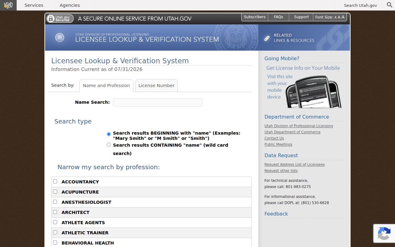 Davis County people search professional license lookup