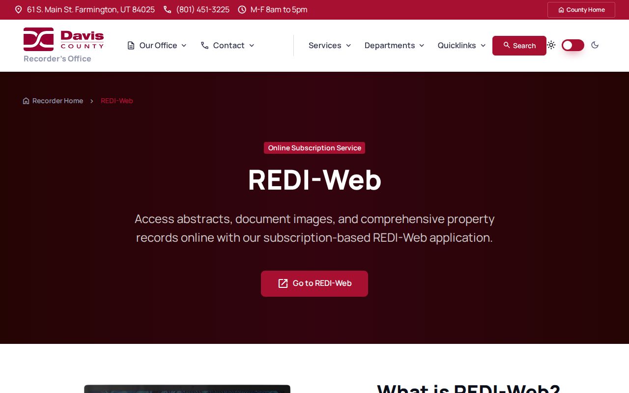 Davis County people search REDI recorded document page