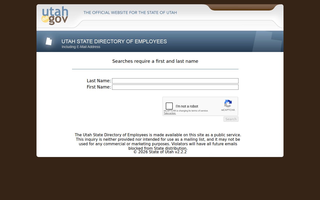 Davis County people directories view of the Utah state employee lookup