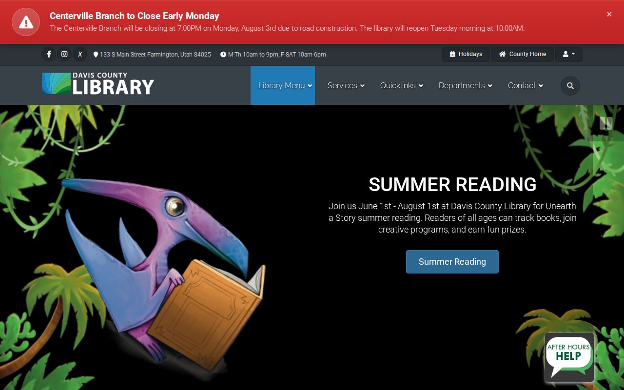 Davis County people directories screenshot of the county library research entry