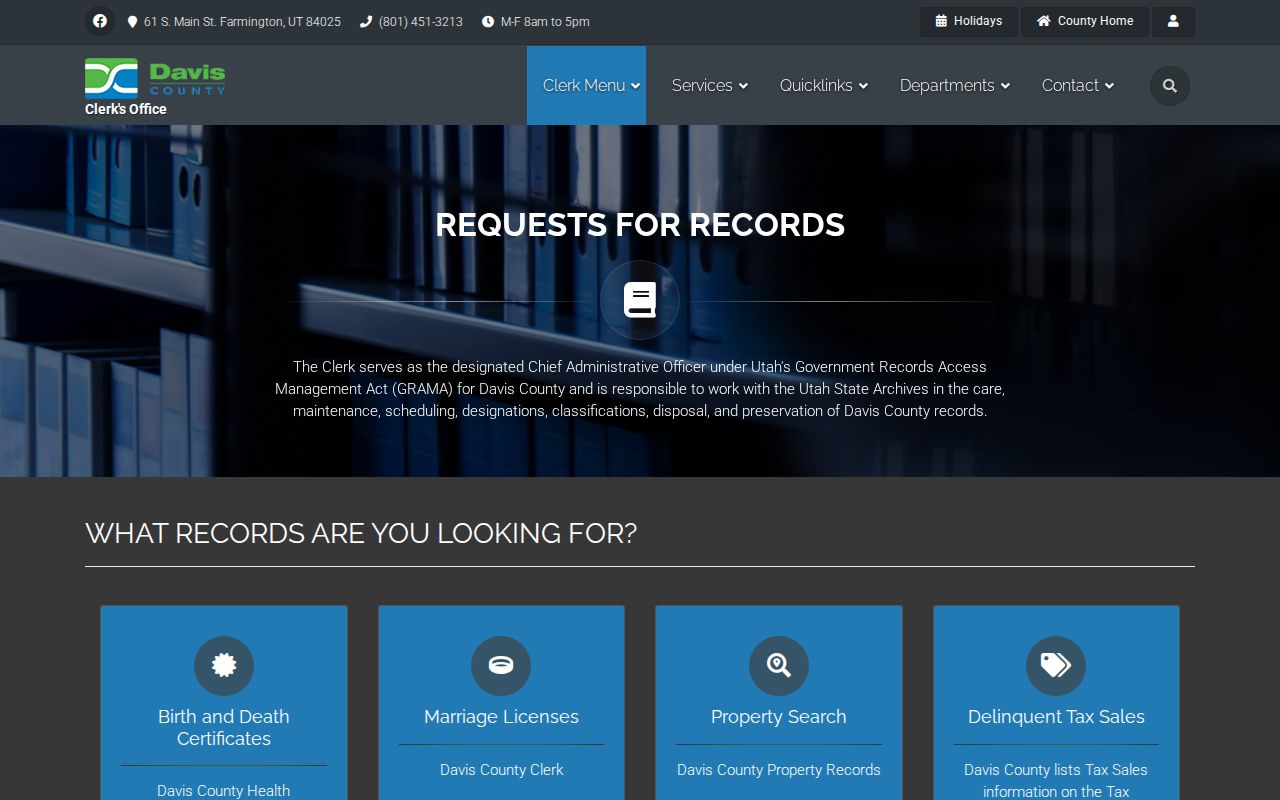 Davis County public records GRAMA routing instructions