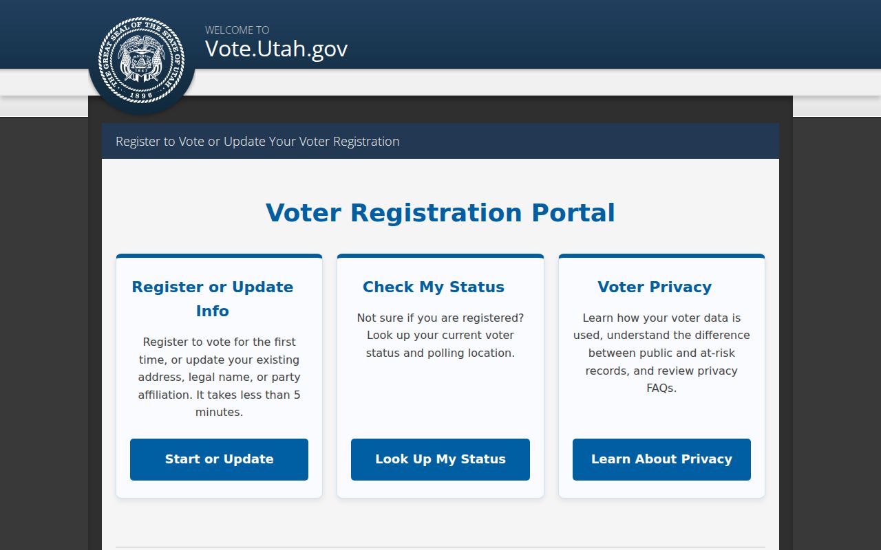 Davis County voter registration status and update route